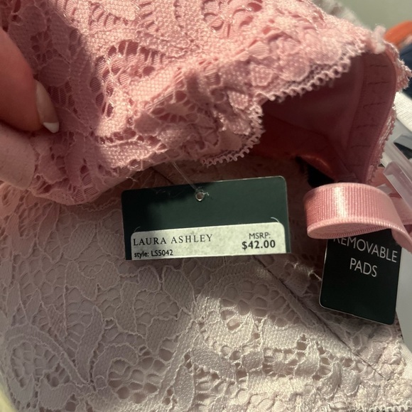 Laura Ashley Pink Lace Bralette set racerback two pink medium - Picture 2 of 2